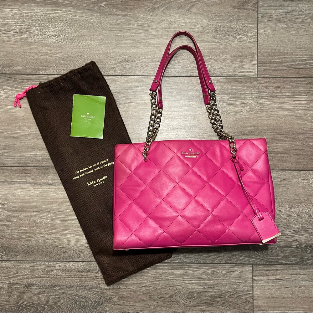 Kate Spade quilted pink shoulder bag with dust bag
